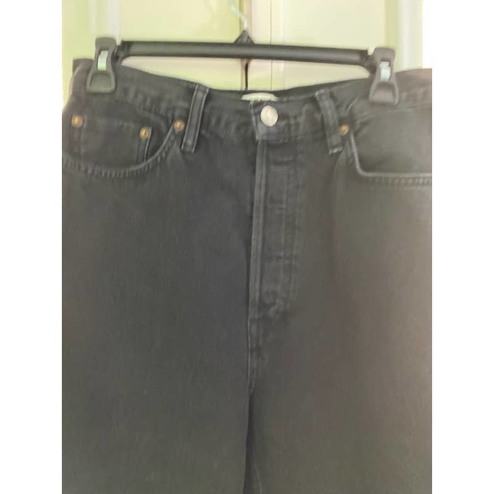 ReDone Womens Jeans Originals 70s Ultra High Rise‎ Wide Leg in Shaded Black NWTs - Picture 4 of 7
